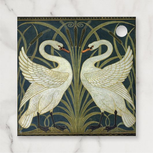 Walter Crane Swan & Rush und Iris viktorianisch  Geschenkanhänger (Rückseite)