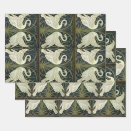 Walter Crane Swan & Rush und Iris viktorianisch  Geschenkpapier Set
