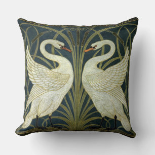Walter Crane Swan & Rush und Iris viktorianisch  Kissen