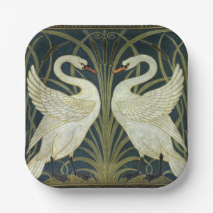 Walter Crane Swan & Rush und Iris viktorianisch  Pappteller