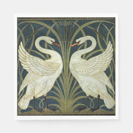 Walter Crane Swan & Rush und Iris viktorianisch Serviette (Vorderseite)