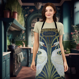 Walter Crane Two Swans Vintage Jugendstil-Dekorati Schürze