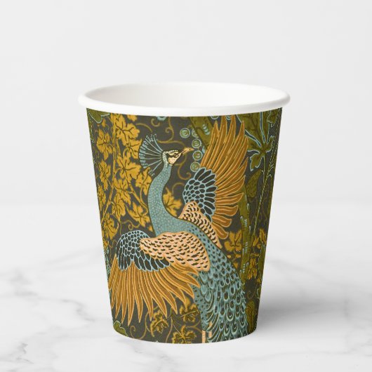 Walter Crane Vintag Fig and Peacock Pattern Pappbecher (Vorderseite)