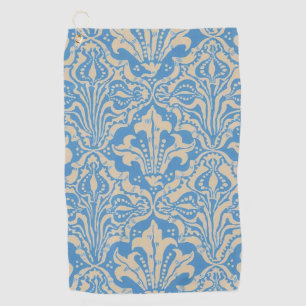 Walter Crane Vintage Blaue Saatgut- und Blumenkuns Golfhandtuch
