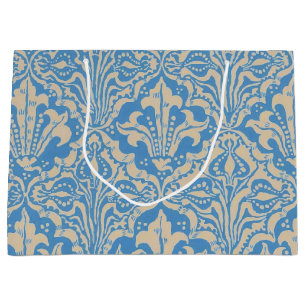Walter Crane Vintage Blue Samen- und Blumenkunst Große Geschenktüte