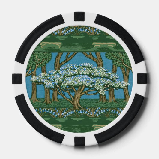 Walter Crane Vintage-May-Baum-Wald-Wallpaper Pokerchips (Vorderseite)