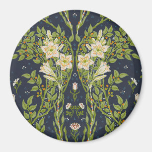 Walter Crane Vintage Navy Weißes Lilienmuster Magnet