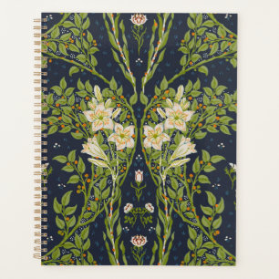 Walter Crane Vintage Navy Weißes Lilienmuster Planer