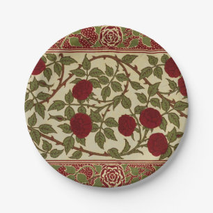 Walter Crane Vintage Rosamund Rote Rose Blumendeko Pappteller
