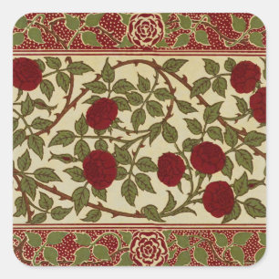 Walter Crane Vintage Rosamund Rote Rose Blumendeko Quadratischer Aufkleber