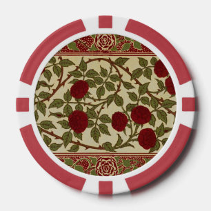 Walter Crane Vintage Rosamund Rote Rosen Blumendek Pokerchips