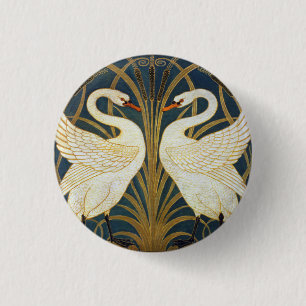 Walter Crane Vintage-Schwan und Iris Art Nouveau Button
