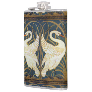 Walter Crane Vintage Schwan und Iris Art Nouveau Flachmann