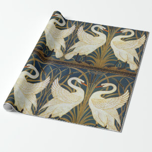 Walter Crane Vintage-Schwan und Iris Art Nouveau Geschenkpapier