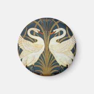 Walter Crane Vintage-Schwan und Iris Art Nouveau Magnet
