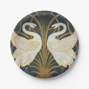 Walter Crane Vintage-Schwan und Iris Art Nouveau Pappteller