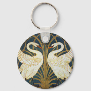 Walter Crane Vintage-Schwan und Iris Art Nouveau Schlüsselanhänger