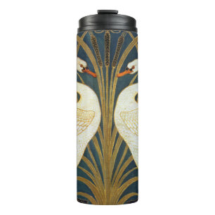 Walter Crane Vintage-Schwan und Iris Art Nouveau Thermosbecher