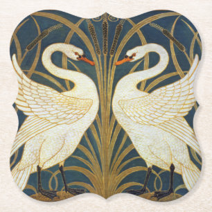 Walter Crane Vintage Schwan und Iris Art Nouveau Untersetzer