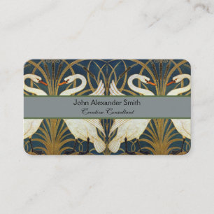 Walter Crane Vintage-Schwan und Iris Art Nouveau Visitenkarte