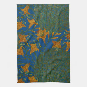 Walter Crane Vintage Taglilien Blumenmuster Geschirrtuch