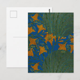 Walter Crane Vintage Taglilien Blumenmuster Postkarte