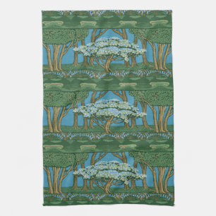 Walter Crane Vintage Wald Wallpaper mit May Tree Geschirrtuch