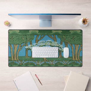 Walter Crane Vintage Wald Wallpaper mit May Tree Schreibtischunterlage