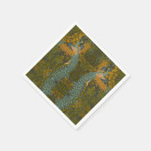 Walter Crane - Vintages Bild- und Pfauenmuster Serviette (Ecke)