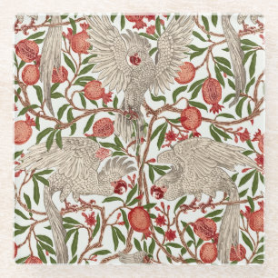 Walter Crane Weißer Kakadu Rote Granatapfel Kunst Glasuntersetzer