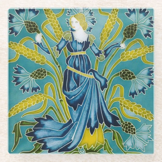 Walter Cranes Flora Art Nouveau Glasuntersetzer (Vorderseite)