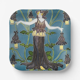 Walter Cranes Flora Art Nouveau Pappteller