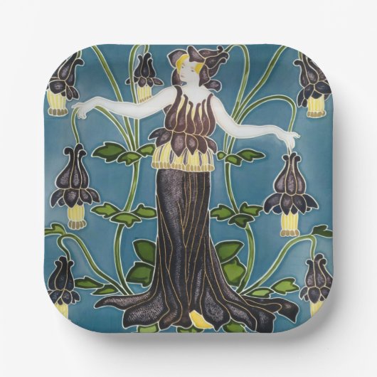 Walter Cranes Flora Art Nouveau Pappteller (Vorderseite)