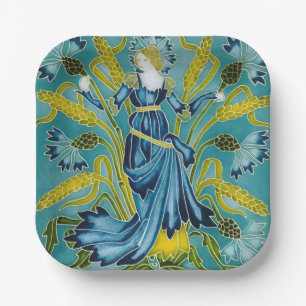 Walter Cranes Flora Art Nouveau Pappteller