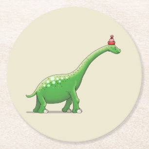 Walter der Dinosaurier Runder Pappuntersetzer