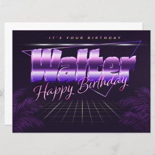 Walter Name Vorname lila retro Karte Geburtstag
