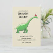 Walter the Dinosaur Birthday Einladung (Stehend Vorderseite)