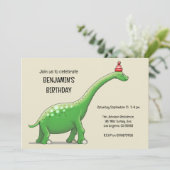 Walter the Dinosaur Birthday Einladung (Stehend Vorderseite)