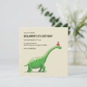 Walter the Dinosaur Birthday Einladung (Stehend Vorderseite)