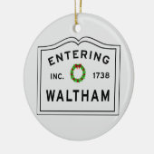 Waltham, MA Holiday Wreath Keramik Ornament (Links)