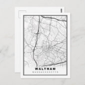Waltham Map Postkarte (Vorne/Hinten)