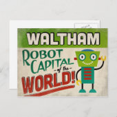 Waltham Massachusetts Robot - Funny Vintag Postkarte (Vorne/Hinten)