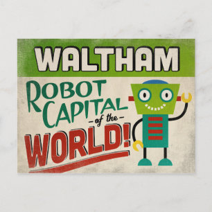 Waltham Massachusetts Robot - Funny Vintag Postkarte
