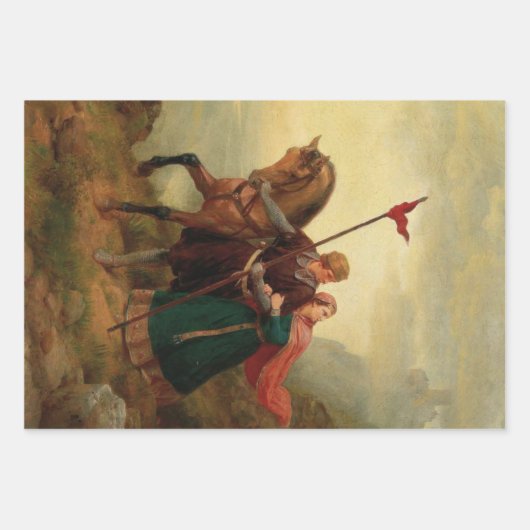 Walther und Hildegund fliehen mit ihrem Pferd Geschenkpapier Set (Vorderseite 2)