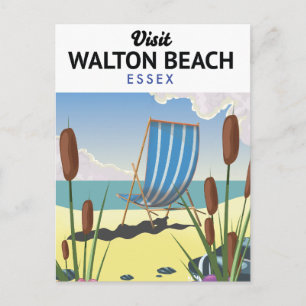 Walton Beach, Essex-Seebad-Reiseplakat Postkarte
