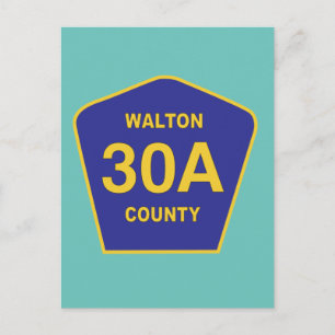 Walton Landkreis 30A Highway Sign Florida Postkarte
