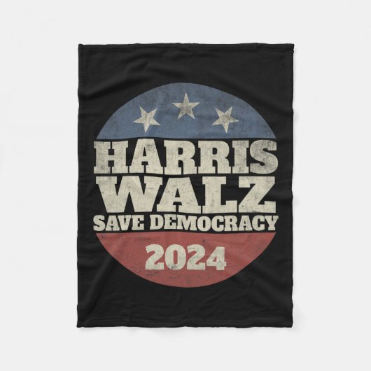 Waltz 2024 Rett Democracy Shirt Retro Button Elect Fleecedecke (Vorderseite)