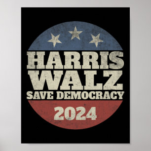 Waltz 2024 Rett Democracy Shirt Retro Button Elect Poster