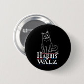 Waltz 2024 Wahl Funny Cat Kamala Harris Tim WA Button (Vorne & Hinten)