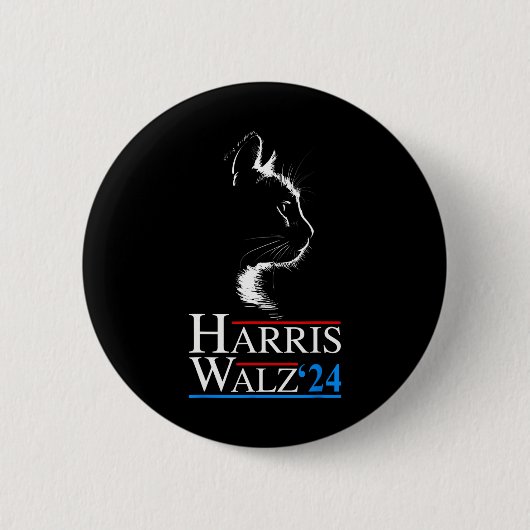 Waltz 2024 Wahl Funny Cat Kamala Harris Tim WA Button (Vorderseite)